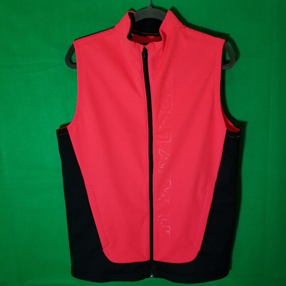 Under Armour Storm Golf Vest Orange Black Full Zip Cold Gear Men Small Loose - Picture 1 of 7
